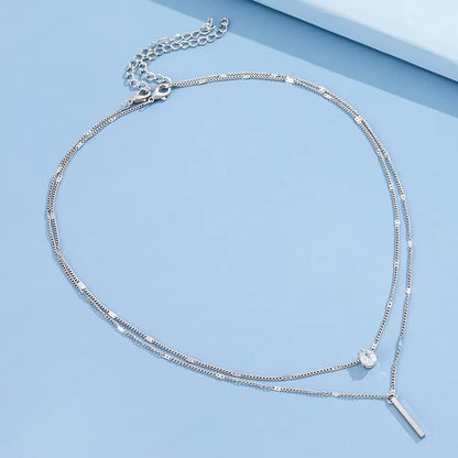 Trendy Zircon Pendant Necklace for Women Multilayer Chain Choker Fashion Female Party Shiny Jewelry Gift
