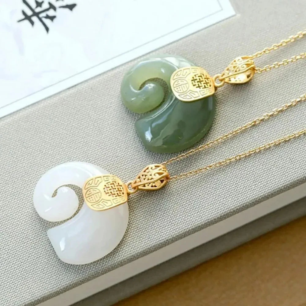 Choker Jewelry Boutique Natural Stone Hetian Jade Elephant Pendant 18K Gold Plated Chain Necklace for Women Birthday Anniversary