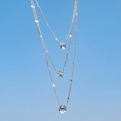Trendy Zircon Pendant Necklace for Women Multilayer Chain Choker Fashion Female Party Shiny Jewelry Gift