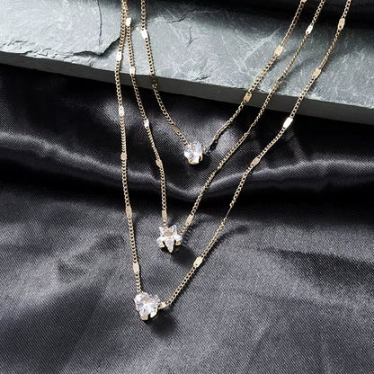Trendy Zircon Pendant Necklace for Women Multilayer Chain Choker Fashion Female Party Shiny Jewelry Gift