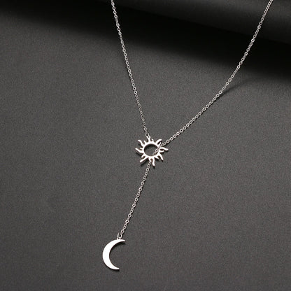 2022 New Stainless Steel Sun Totem and Moon Necklace for Women Fashionable Exquisite Summer Must-Have Party for Friend Jewelry