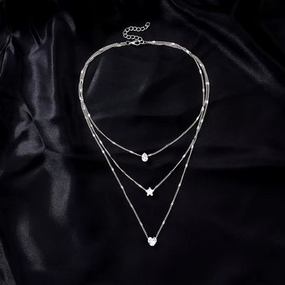 Trendy Zircon Pendant Necklace for Women Multilayer Chain Choker Fashion Female Party Shiny Jewelry Gift