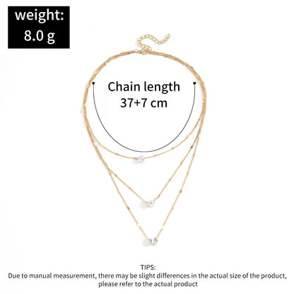 Trendy Zircon Pendant Necklace for Women Multilayer Chain Choker Fashion Female Party Shiny Jewelry Gift