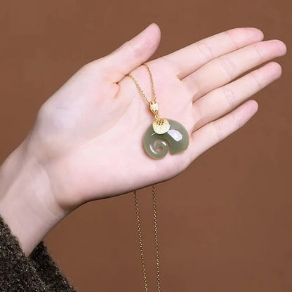 Choker Jewelry Boutique Natural Stone Hetian Jade Elephant Pendant 18K Gold Plated Chain Necklace for Women Birthday Anniversary