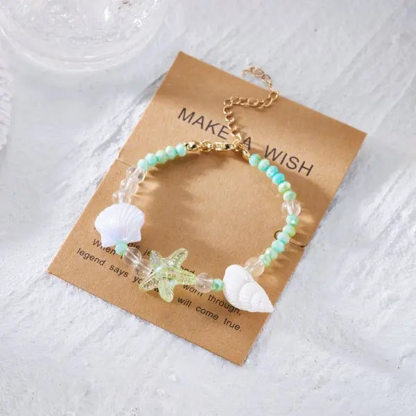 Simple Handmade Braided Shell Bracelets for Women Bohemian Starfish Turtle Adjustable Bracelets Friendship Beach Holiday Jewelry