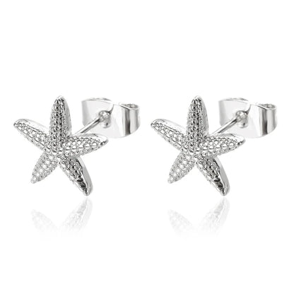 Vintage Summer Starfish Stainless Steel Stud Earrings for Women Simple Star Shell Earrings Stud Ocean Party Jewelry Gift 2025