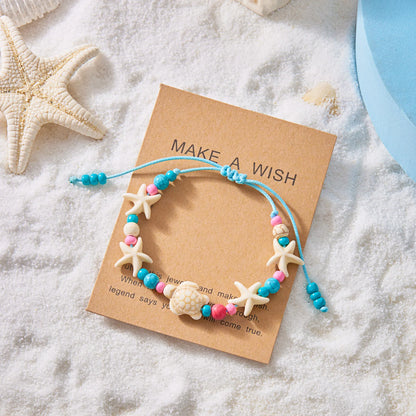 Simple Handmade Braided Shell Bracelets for Women Bohemian Starfish Turtle Adjustable Bracelets Friendship Beach Holiday Jewelry