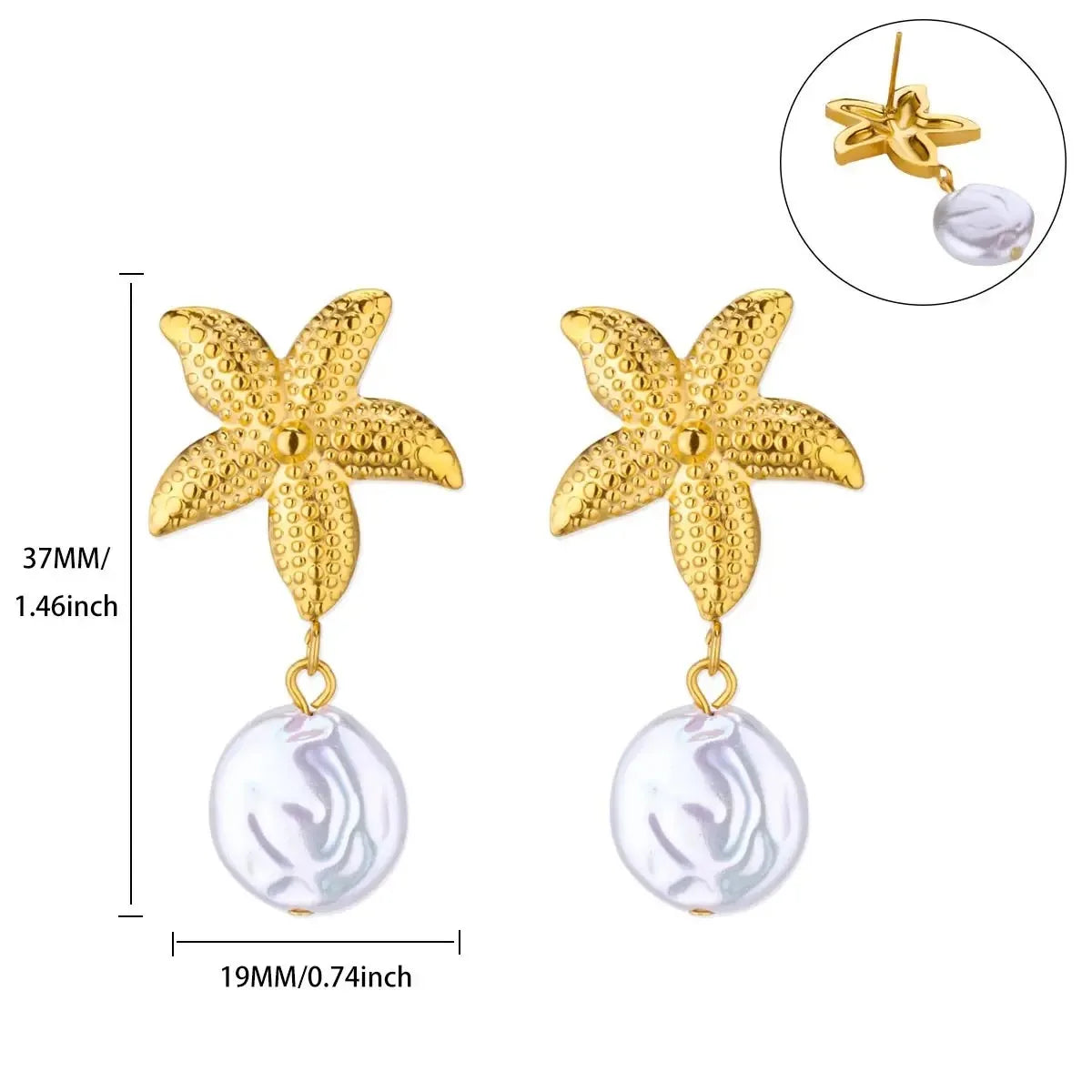 Vintage Summer Starfish Stainless Steel Stud Earrings for Women Simple Star Shell Earrings Stud Ocean Party Jewelry Gift 2025