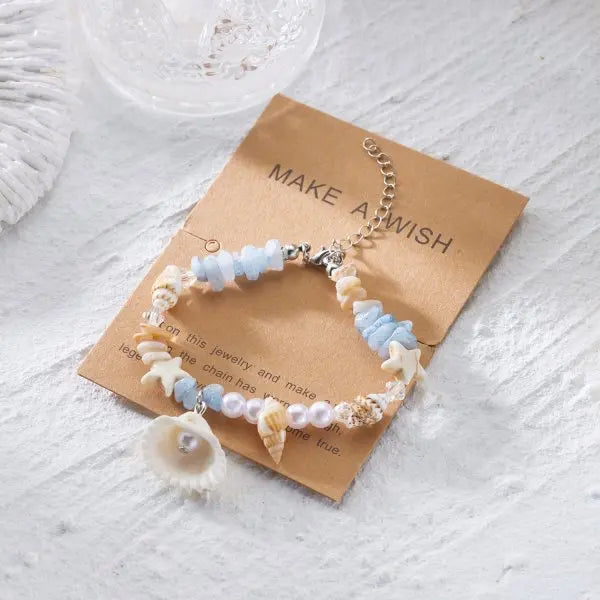 Simple Handmade Braided Shell Bracelets for Women Bohemian Starfish Turtle Adjustable Bracelets Friendship Beach Holiday Jewelry