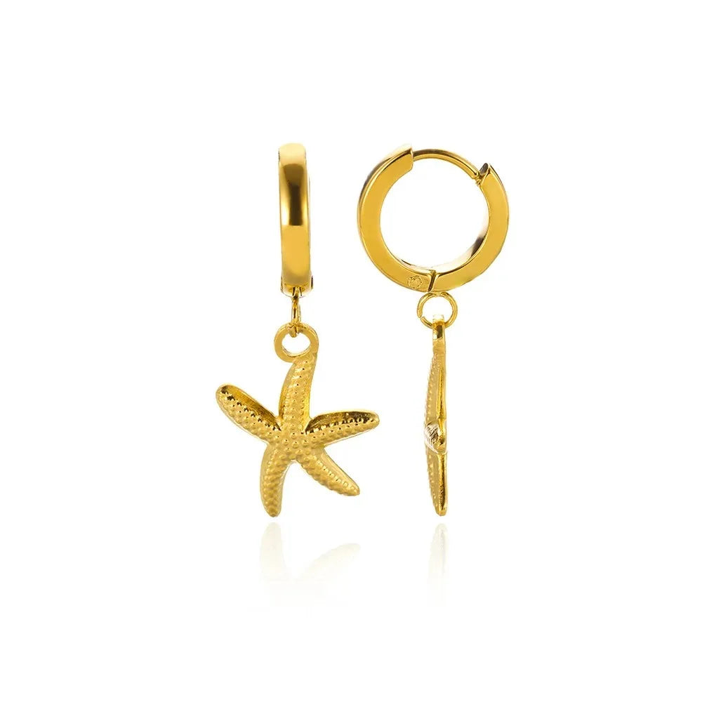 Vintage Summer Starfish Stainless Steel Stud Earrings for Women Simple Star Shell Earrings Stud Ocean Party Jewelry Gift 2025