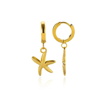 Vintage Summer Starfish Stainless Steel Stud Earrings for Women Simple Star Shell Earrings Stud Ocean Party Jewelry Gift 2025