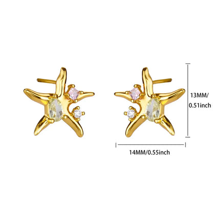 Vintage Summer Starfish Stainless Steel Stud Earrings for Women Simple Star Shell Earrings Stud Ocean Party Jewelry Gift 2025