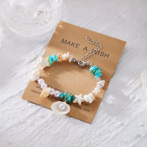 Simple Handmade Braided Shell Bracelets for Women Bohemian Starfish Turtle Adjustable Bracelets Friendship Beach Holiday Jewelry