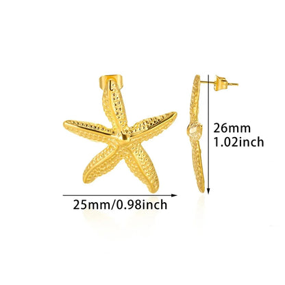 Vintage Summer Starfish Stainless Steel Stud Earrings for Women Simple Star Shell Earrings Stud Ocean Party Jewelry Gift 2025