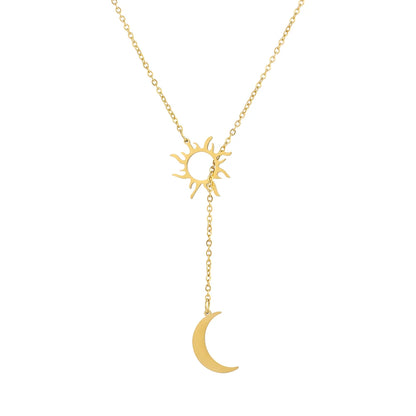 2022 New Stainless Steel Sun Totem and Moon Necklace for Women Fashionable Exquisite Summer Must-Have Party for Friend Jewelry