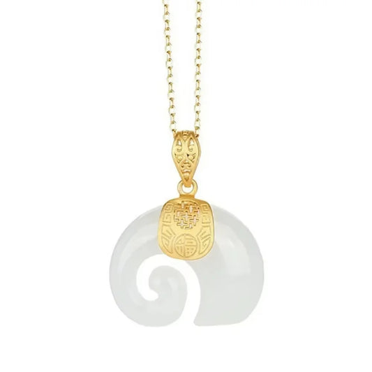 Choker Jewelry Boutique Natural Stone Hetian Jade Elephant Pendant 18K Gold Plated Chain Necklace for Women Birthday Anniversary