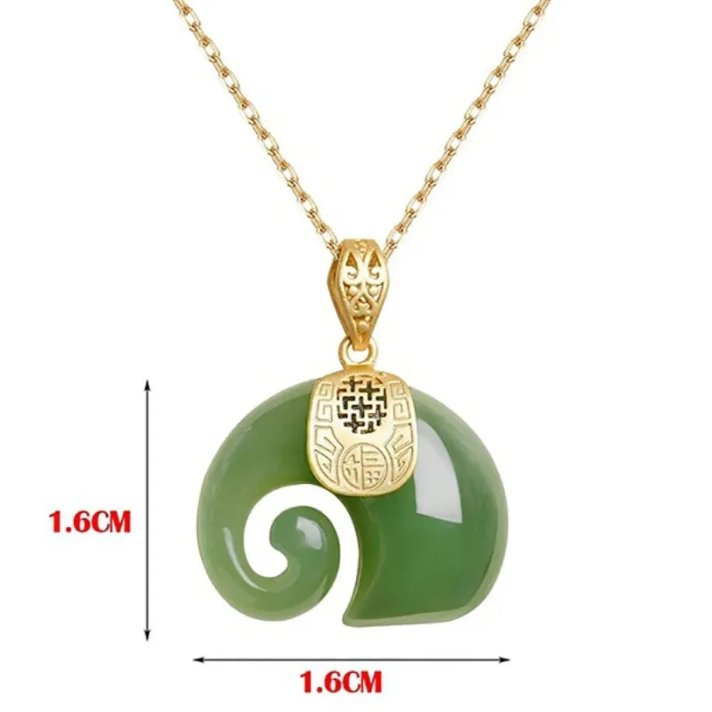 Choker Jewelry Boutique Natural Stone Hetian Jade Elephant Pendant 18K Gold Plated Chain Necklace for Women Birthday Anniversary