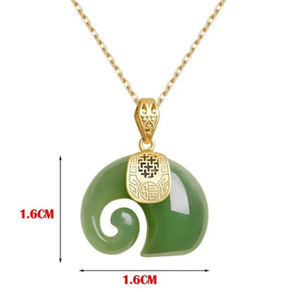 Choker Jewelry Boutique Natural Stone Hetian Jade Elephant Pendant 18K Gold Plated Chain Necklace for Women Birthday Anniversary